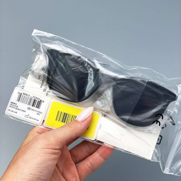 Gucci GG1157S 001 BRAND NEW Sunglasses Black Grey Round Unisex - Picture 15 of 16